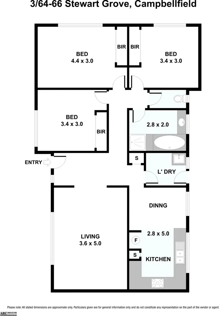 Floorplan of Homely unit listing, 3/64-66 Stewart Grove, Campbellfield VIC 3061