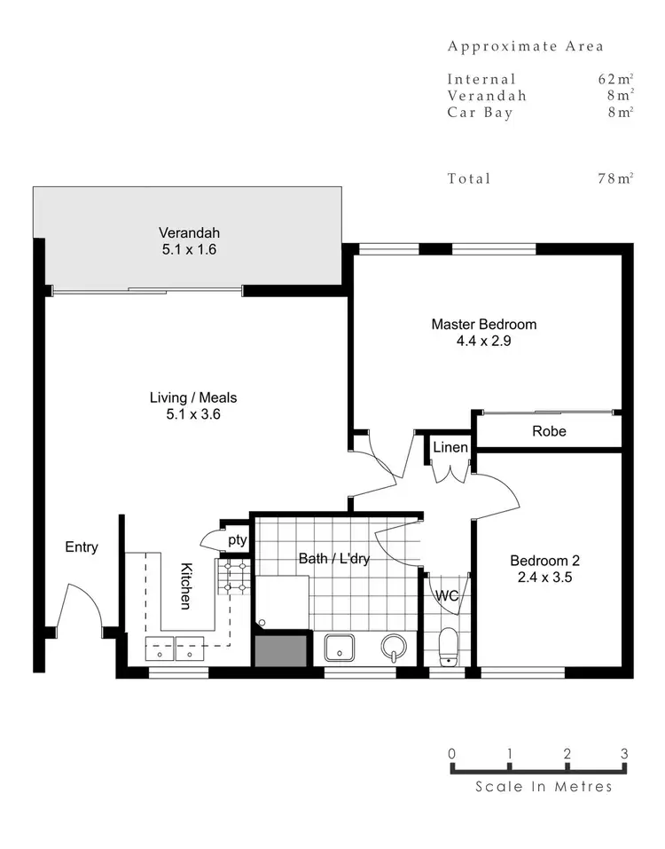 Floorplan of Homely unit listing, 11/26 Baldwin Street, Como WA 6152