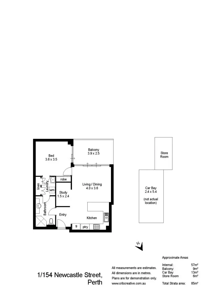 Floorplan of Homely apartment listing, 1/154 Newcastle Street, Perth WA 6000