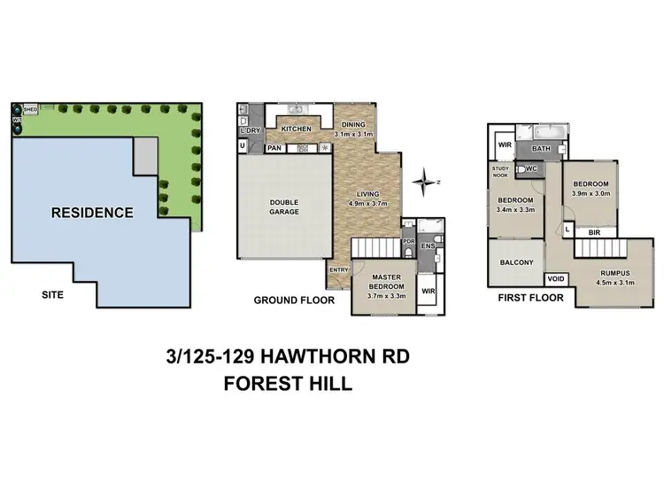 Floorplan of Homely townhouse listing, 3/125-129 Hawthorn Road, Forest Hill VIC 3131
