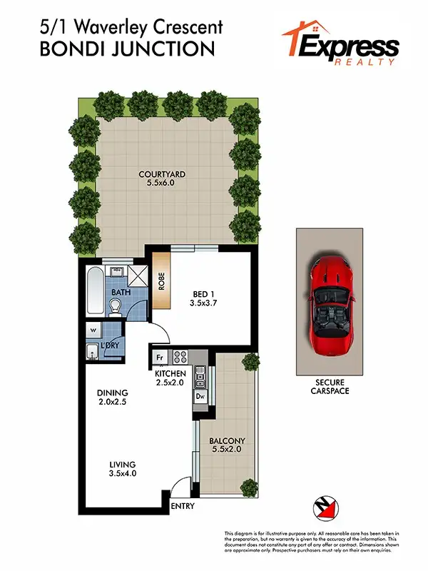 Floorplan of Homely apartment listing, 5/1 Waverley Crescent, Bondi Junction NSW 2022