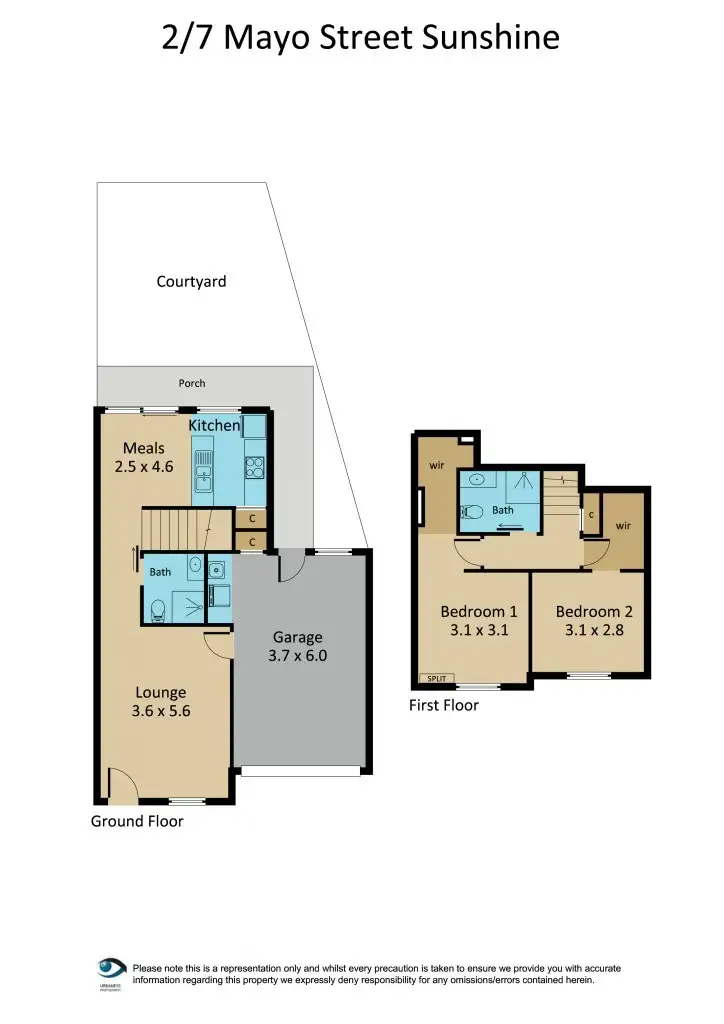Floorplan of Homely townhouse listing, 2/7 Mayo Street, Sunshine VIC 3020