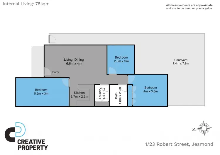 Floorplan of Homely unit listing, 1/23 Robert Street, Jesmond NSW 2299