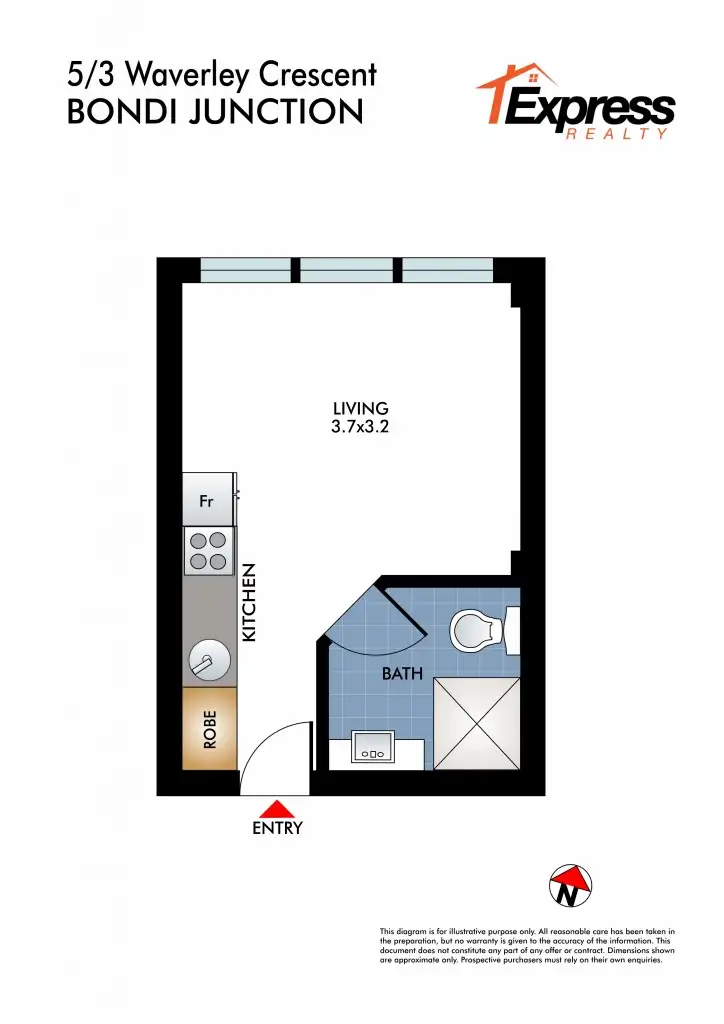 Floorplan of Homely studio listing, 5/3 Waverley Crescent, Bondi Junction NSW 2022