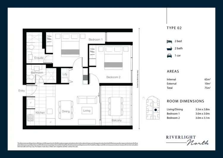 Floorplan of Homely apartment listing, 20802/320 MacArthur Ave, Hamilton QLD 4007