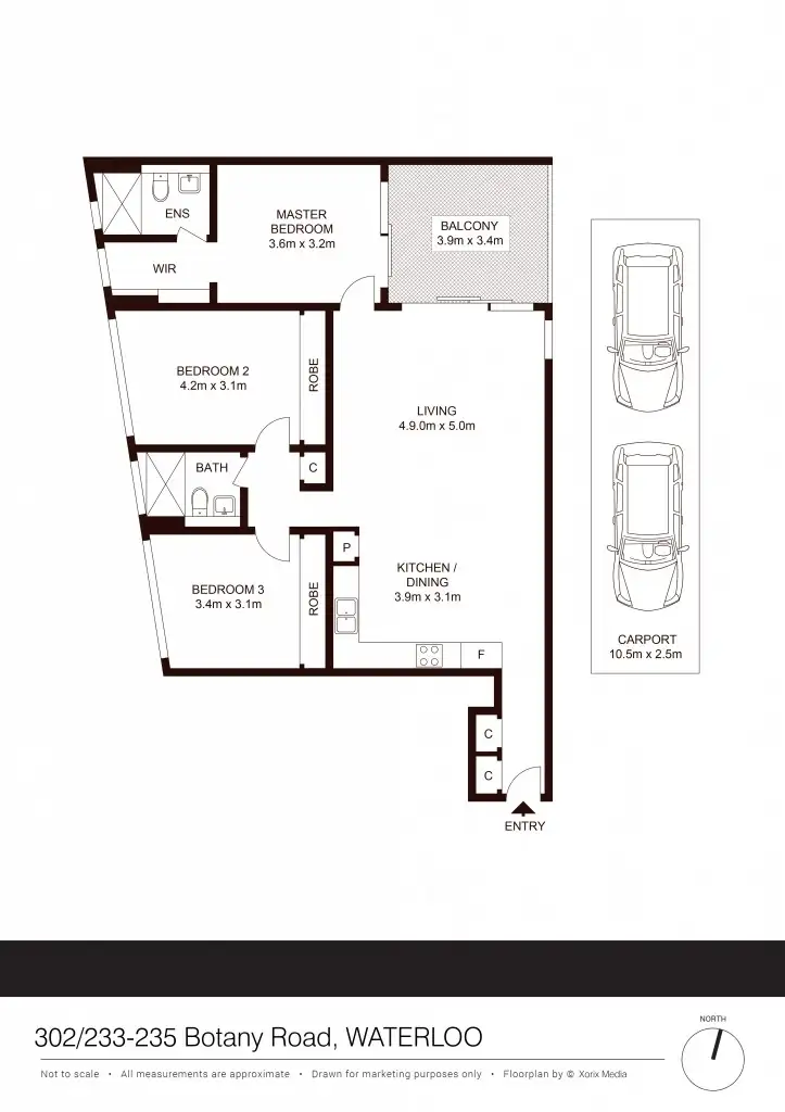 Floorplan of Homely apartment listing, 302/233-235 Botany Road, Waterloo NSW 2017