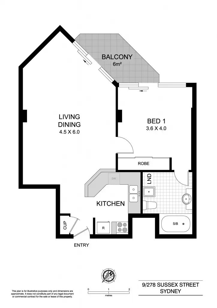 Floorplan of Homely apartment listing, 9/278-284 Sussex Street, Sydney NSW 2000