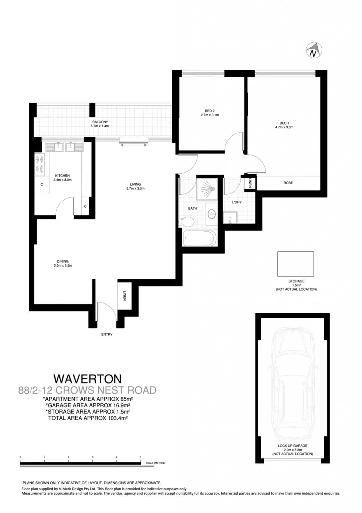 Floorplan of Homely apartment listing, 88/2-12 Crows Nest Rd, Waverton NSW 2060