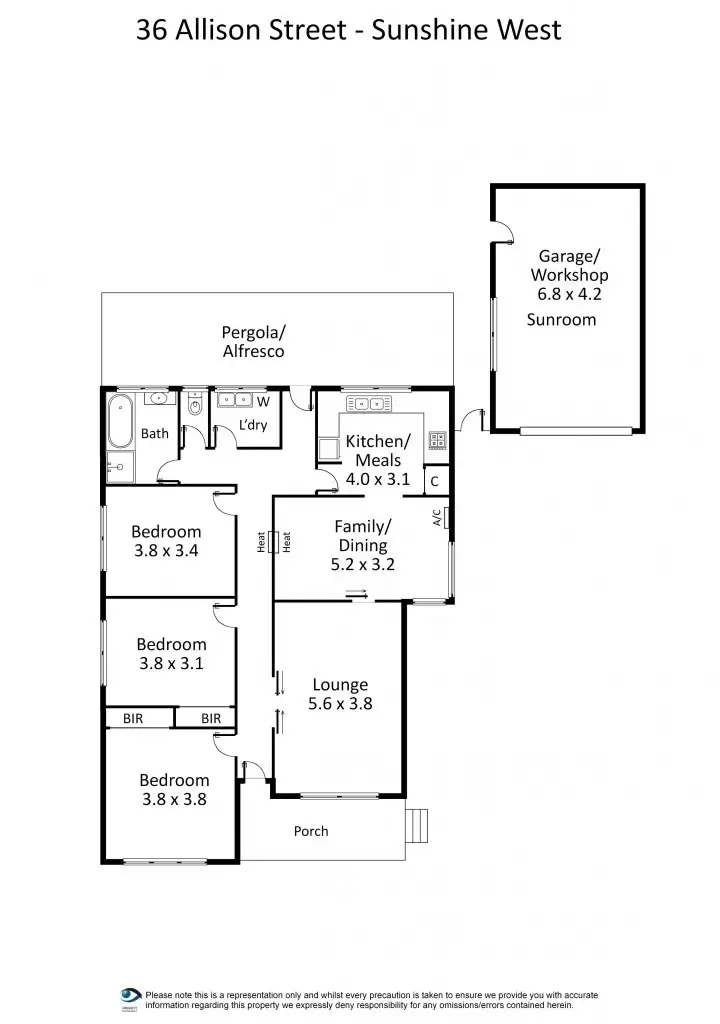 Floorplan of Homely house listing, 36 Allison Street, Sunshine West VIC 3020