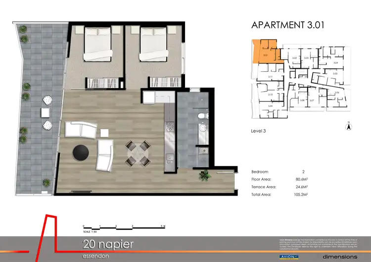Floorplan of Homely apartment listing, 301/20 Napier Street, Essendon VIC 3040