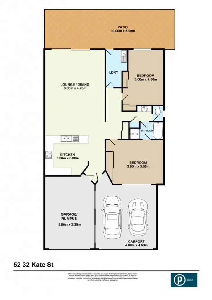 Floorplan of Homely townhouse listing, 52/32 Kate Street, Carina QLD 4152