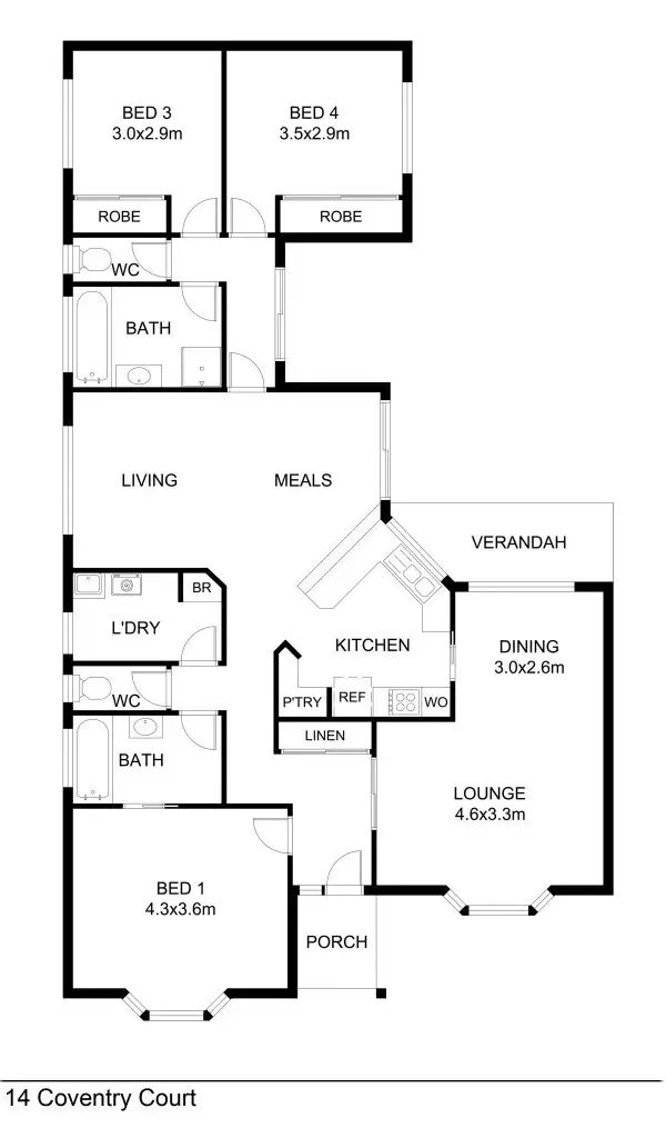 Floorplan of Homely house listing, 14 COVENTRY COURT, Wodonga VIC 3690