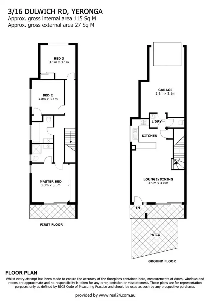 Floorplan of Homely townhouse listing, 3/16 Dulwich Road, Yeronga QLD 4104