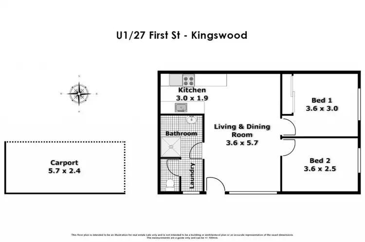Floorplan of Homely unit listing, 1/27 First Street, Kingswood NSW 2747