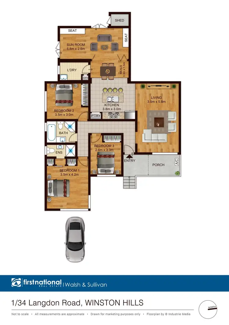 Floorplan of Homely semi-detached listing, 1/34 Langdon Road, Winston Hills NSW 2153