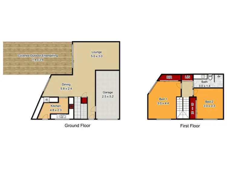 Floorplan of Homely townhouse listing, 1/68 William Street, North Richmond NSW 2754