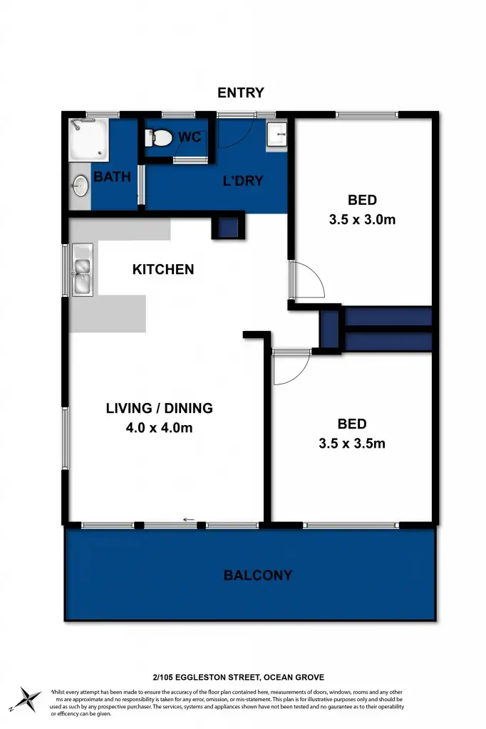 Floorplan of Homely unit listing, 2/105 Eggleston Street, Ocean Grove VIC 3226