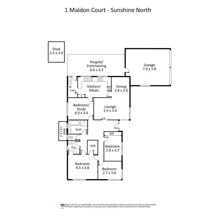 Floorplan of Homely house listing, 1 Maldon Court, Sunshine North VIC 3020