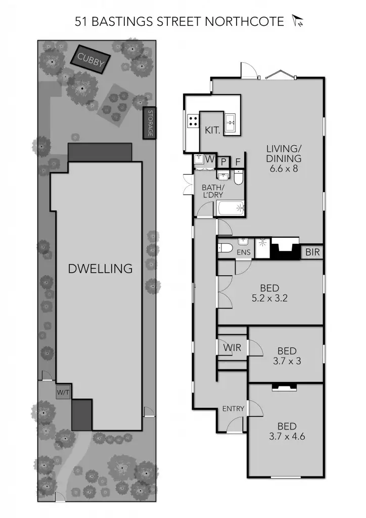 Floorplan of Homely house listing, 51 Bastings Street, Northcote VIC 3070