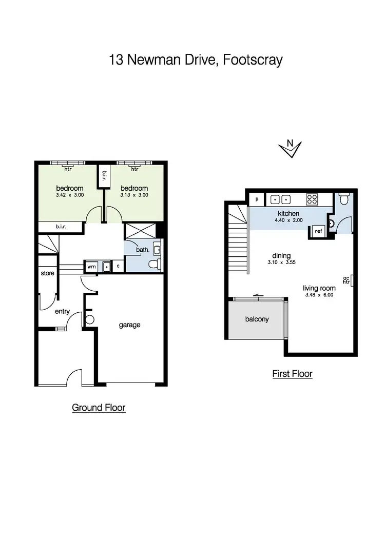 Floorplan of Homely townhouse listing, 13 Newman Drive, Footscray VIC 3011