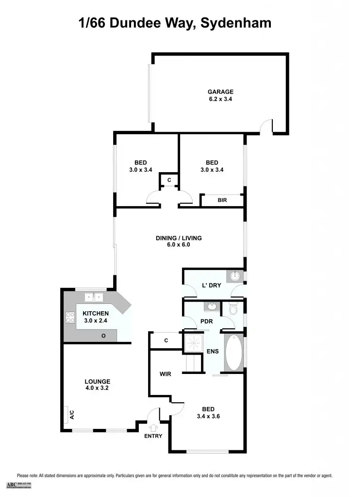 Floorplan of Homely unit listing, 1/66 Dundee Way, Sydenham VIC 3037
