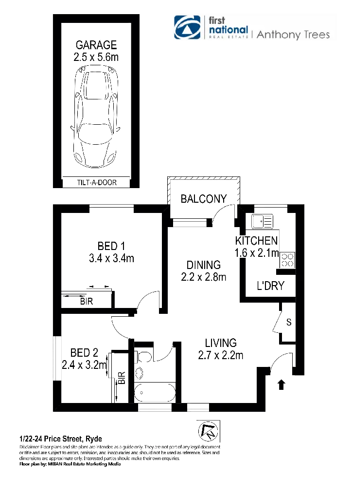 Floorplan of Homely unit listing, 1/22 Price Street, Ryde NSW 2112
