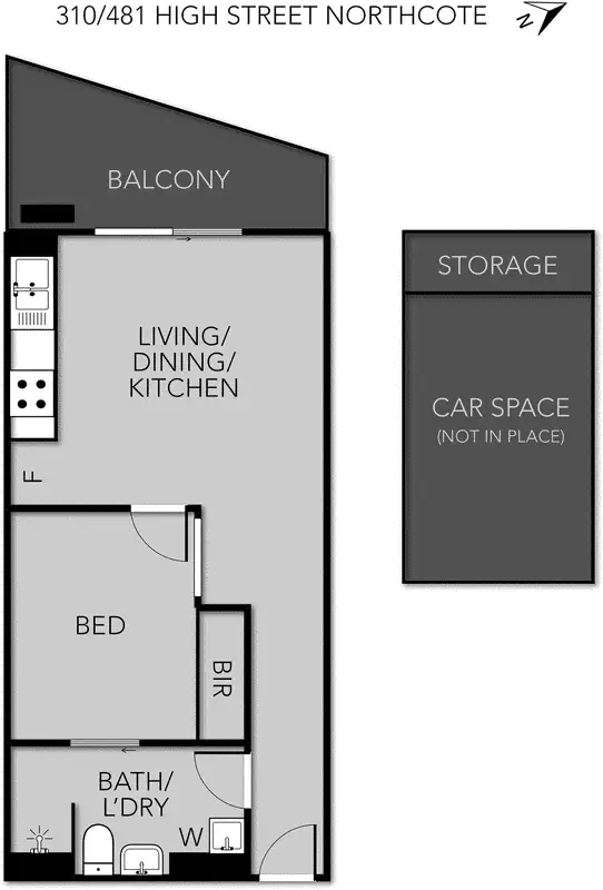 Floorplan of Homely apartment listing, 310/481 High Street, Northcote VIC 3070