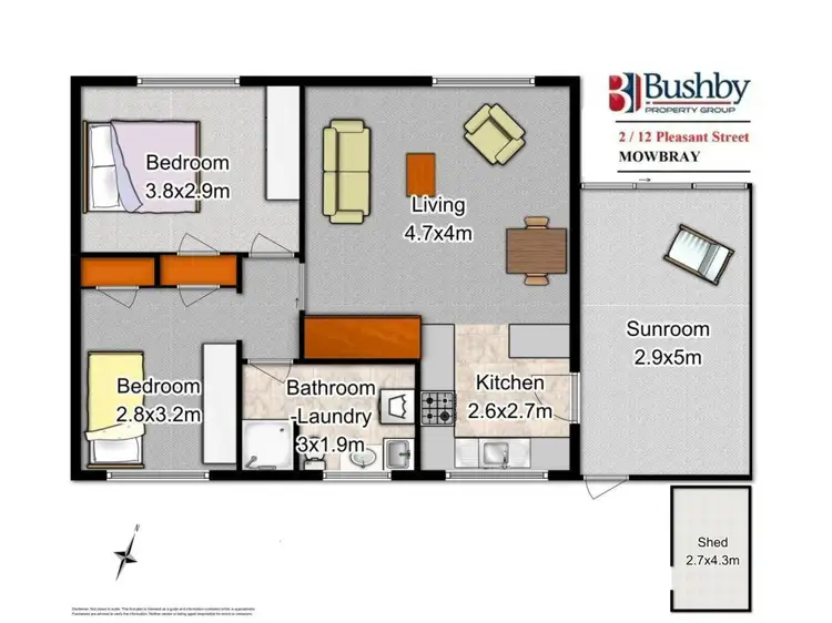 Floorplan of Homely unit listing, 2/12 Pleasant Street, Mowbray TAS 7248