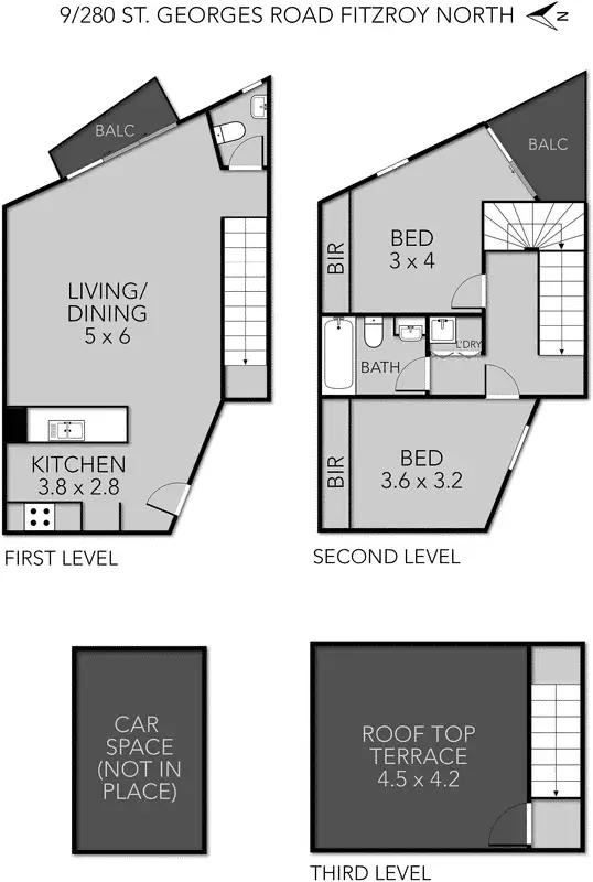 Floorplan of Homely unit listing, 9/280 St Georges Road, Fitzroy North VIC 3068