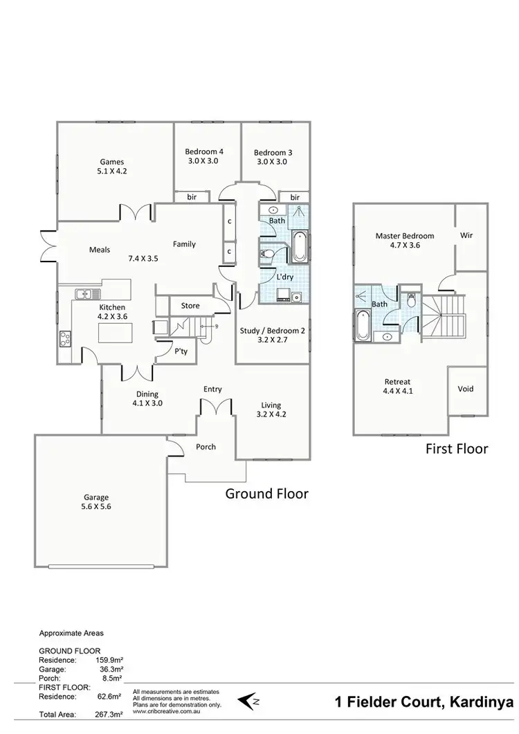 Floorplan of Homely house listing, 1 Fielder Court, Kardinya WA 6163