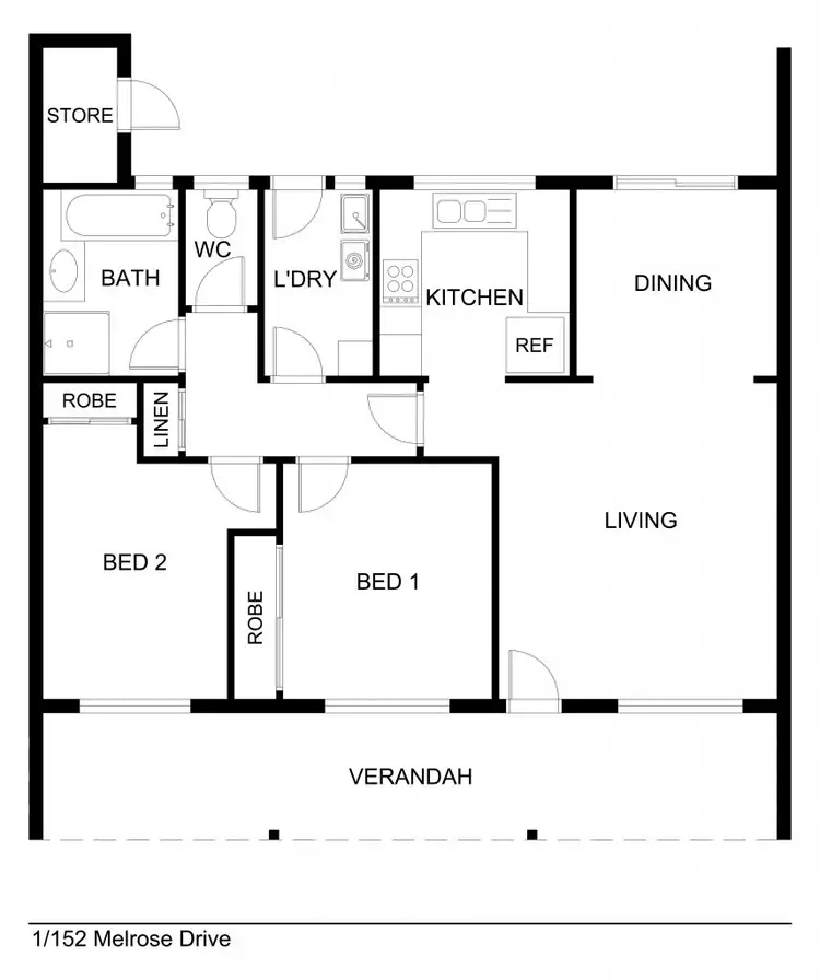 Floorplan of Homely unit listing, 1/152 MELROSE DRIVE, Wodonga VIC 3690