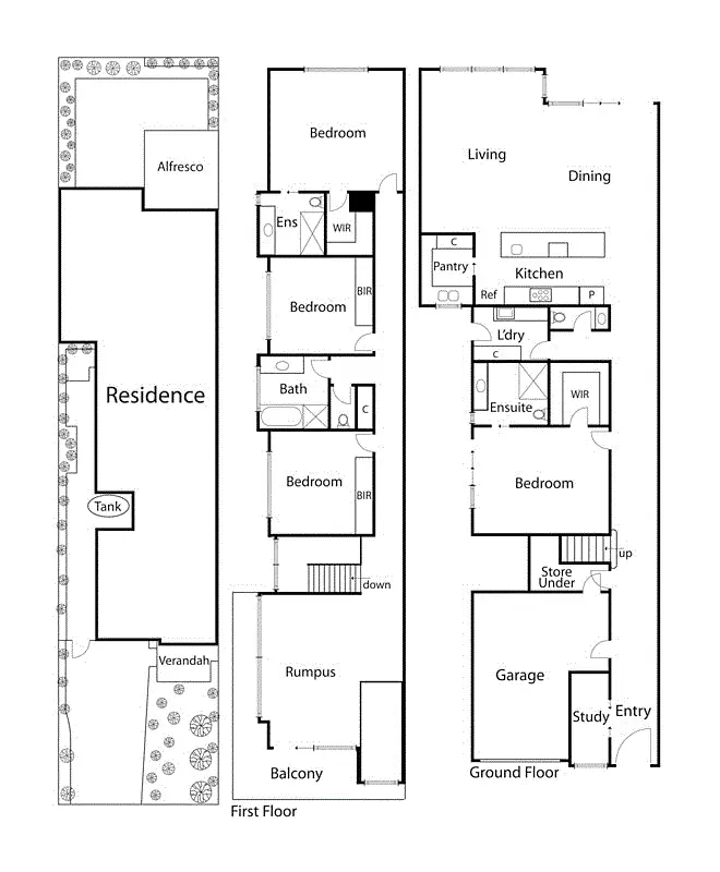 Floorplan of Homely townhouse listing, 1 Lynette Avenue, Beaumaris VIC 3193