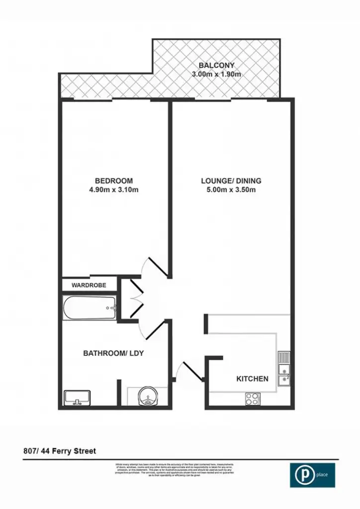 Floorplan of Homely apartment listing, 807/44 Ferry Street, Kangaroo Point QLD 4169