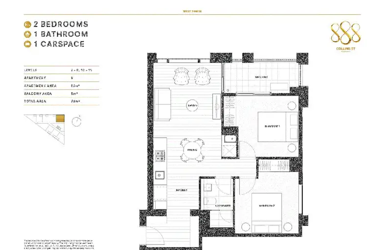 Floorplan of Homely apartment listing, 509W/888 Collins Street, Docklands VIC 3008
