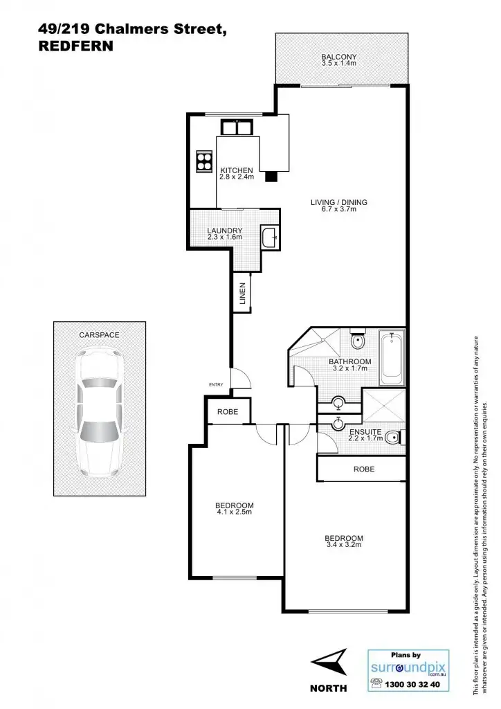 Floorplan of Homely apartment listing, 49/219 Chalmers Street, Redfern NSW 2016