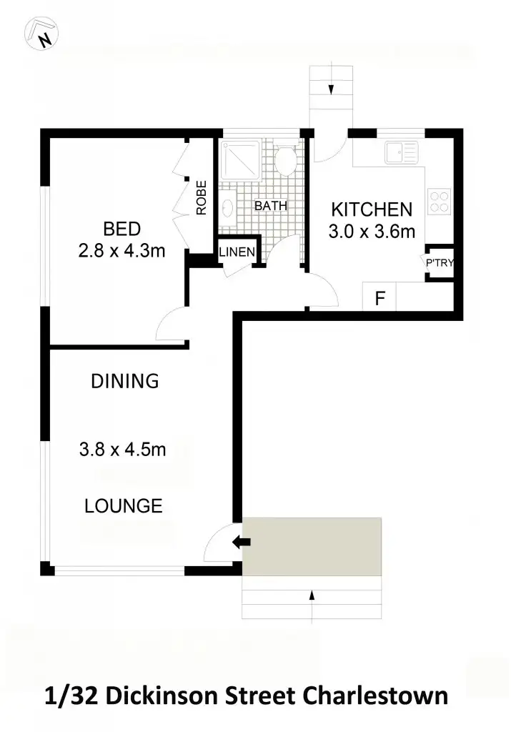 Floorplan of Homely unit listing, 1/32 Dickinson Street, Charlestown NSW 2290