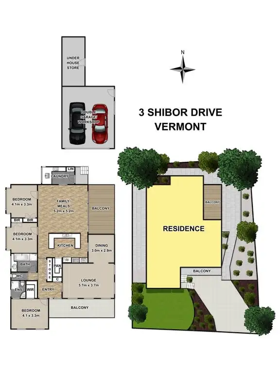 Floorplan of Homely house listing, 3 Shibor Drive, Vermont VIC 3133