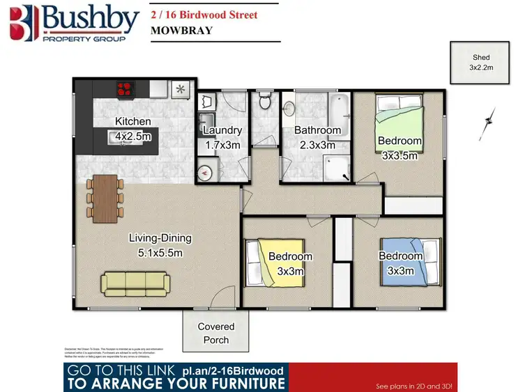 Floorplan of Homely unit listing, 2/16 Birdwood Street, Mowbray TAS 7248