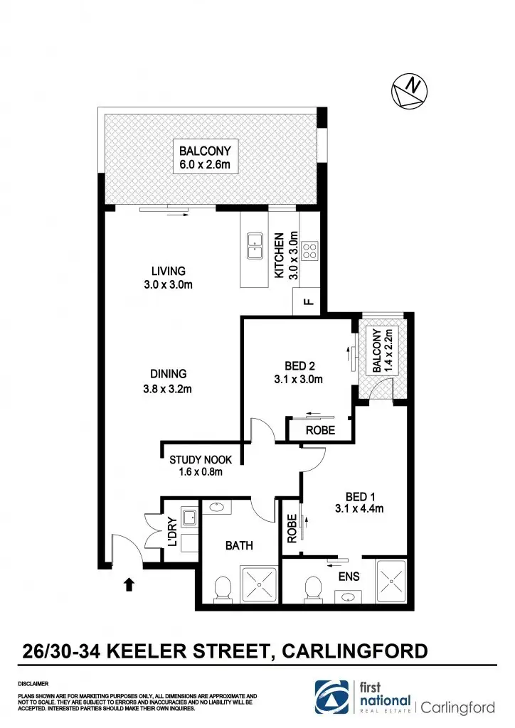 Floorplan of Homely apartment listing, 26/30-34 Keeler Street, Carlingford NSW 2118