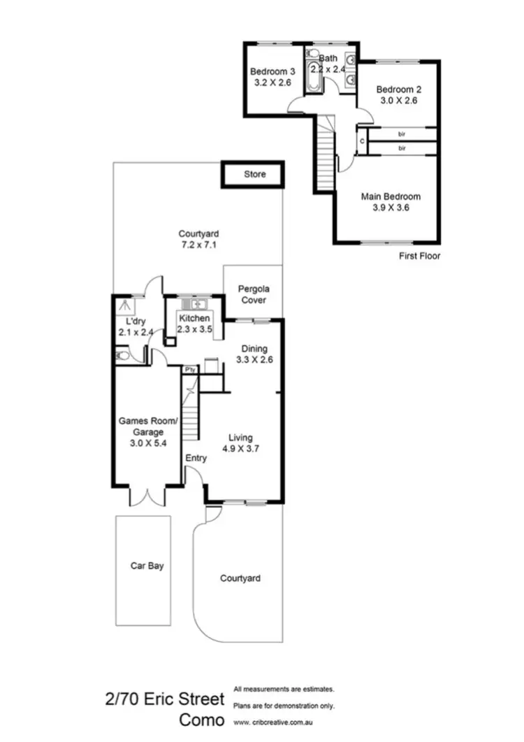 Floorplan of Homely townhouse listing, 2/70 Eric Street, Como WA 6152