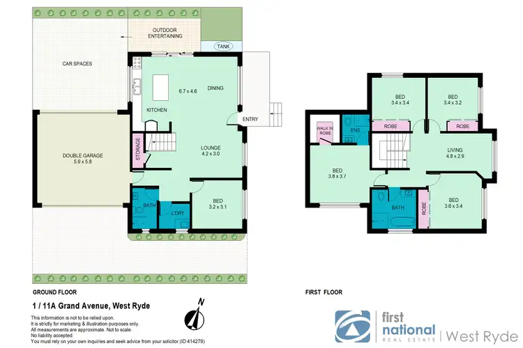Floorplan of Homely townhouse listing, 1/11A Grand Avenue, West Ryde NSW 2114