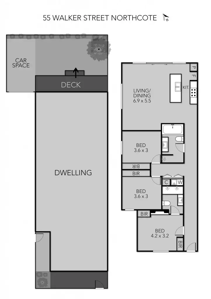 Floorplan of Homely house listing, 55 Walker Street, Northcote VIC 3070