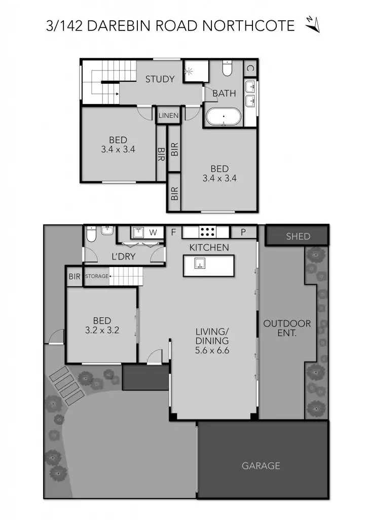 Floorplan of Homely townhouse listing, 3/142 Darebin Road, Northcote VIC 3070