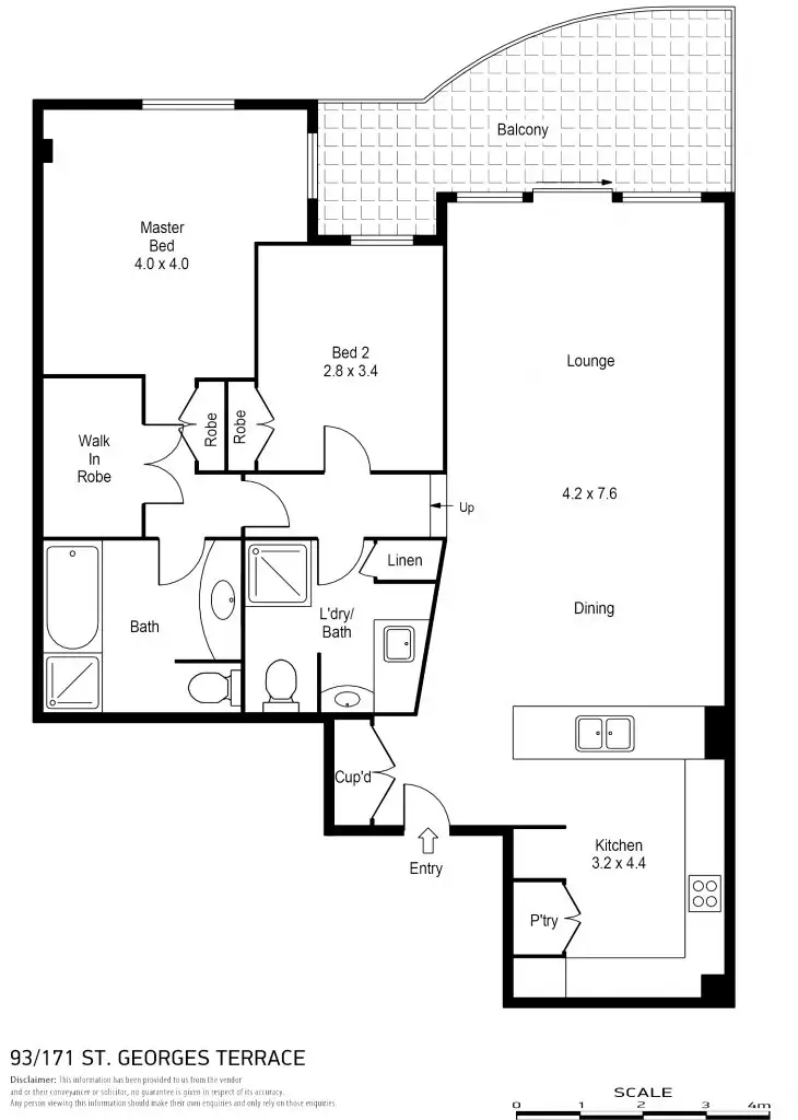 Floorplan of Homely apartment listing, 93/171 St Georges Terrace, Perth WA 6000