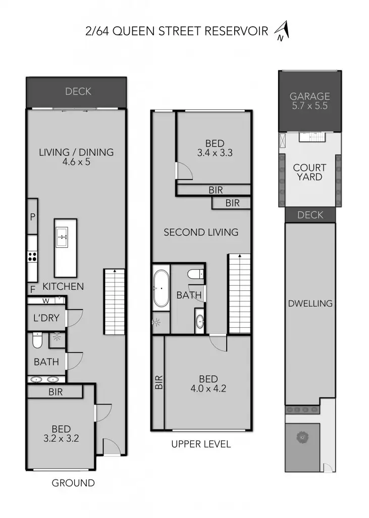 Floorplan of Homely townhouse listing, 2/64 Queen Street, Reservoir VIC 3073