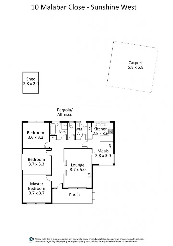 Floorplan of Homely house listing, 10 Malabar Close, Sunshine West VIC 3020