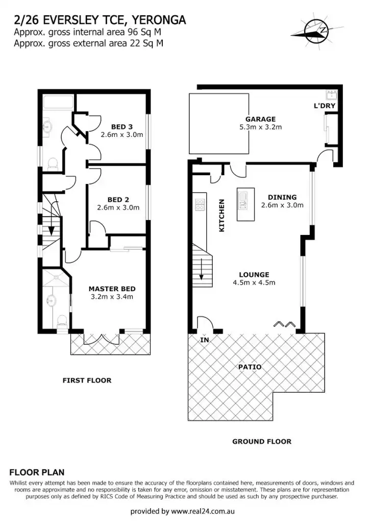 Floorplan of Homely townhouse listing, 2/26 Eversley Terrace, Yeronga QLD 4104