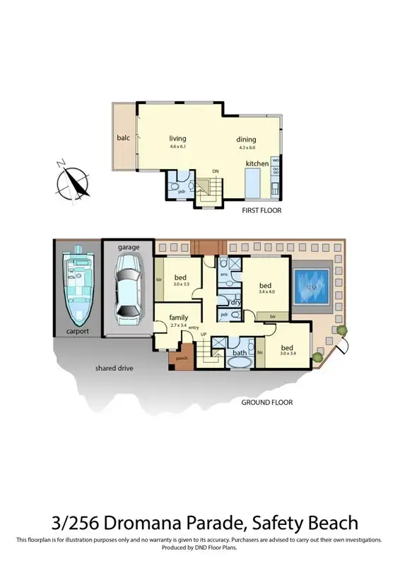 Floorplan of Homely townhouse listing, 3/256 Dromana Parade, Safety Beach VIC 3936