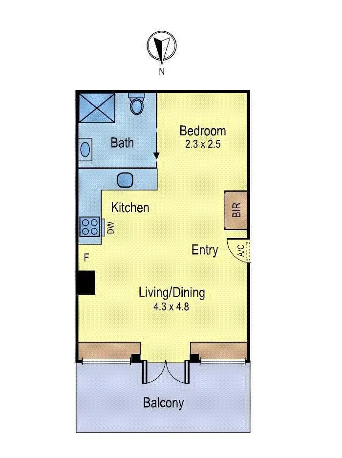 Floorplan of Homely studio listing, 1212/480 Collins Street, Melbourne VIC 3000