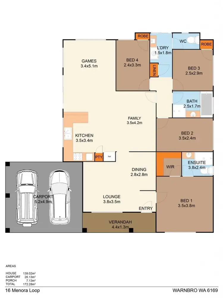 Floorplan of Homely house listing, 16 Menora Loop, Warnbro WA 6169
